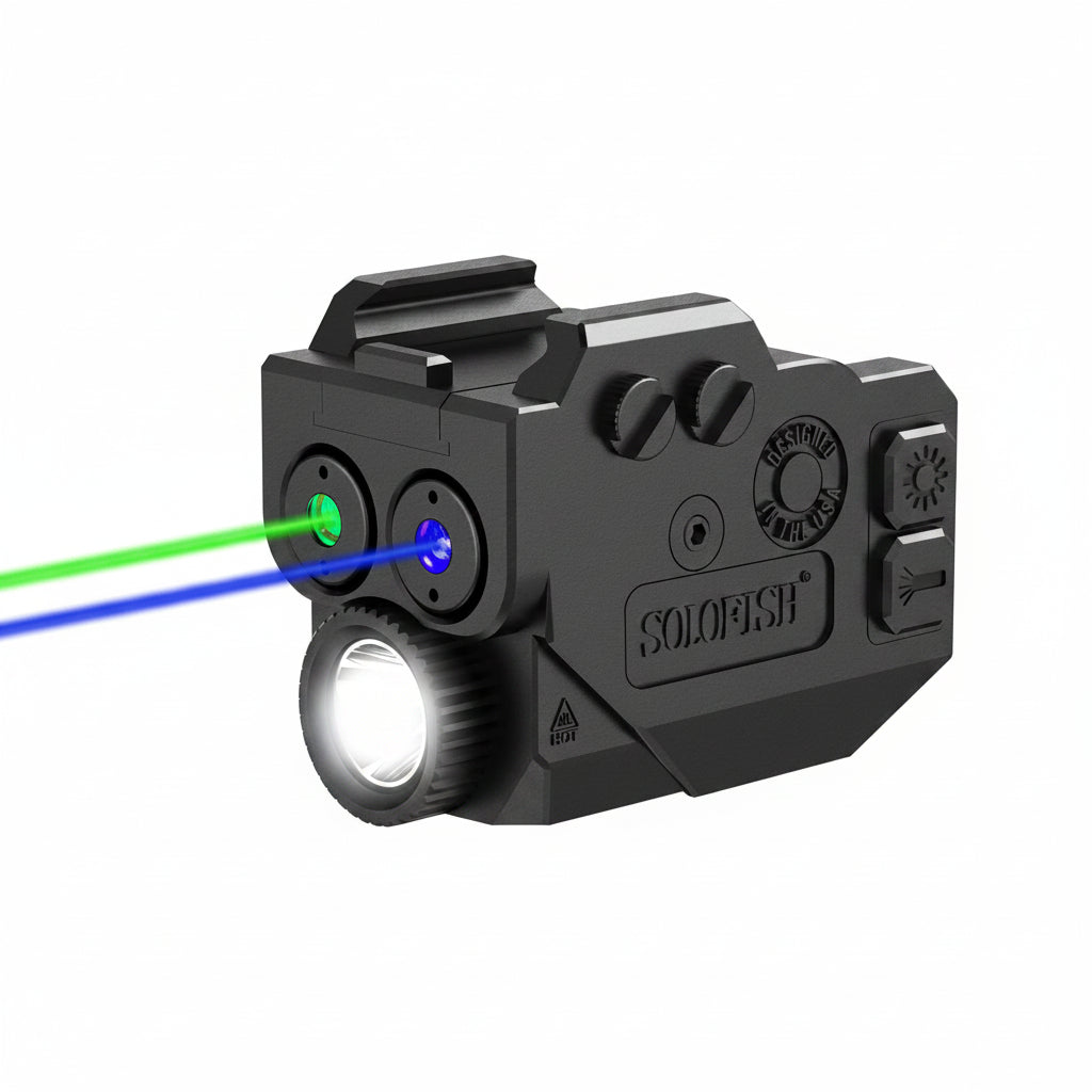 Combo láser azul verde y linterna táctica SOLOFISH para pistola