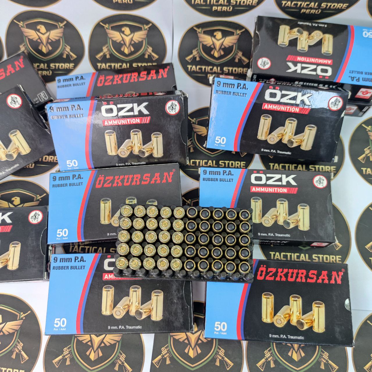 Caja de munición traumática Özkursan 9mm x50 balas de goma - Tactical Store Perú