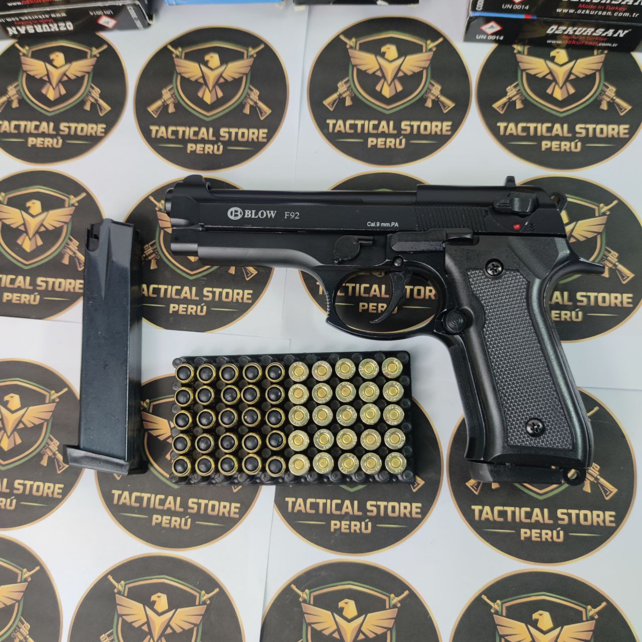Pistola traumática Blow F92 9mm con cargador y munición - Tactical Store Perú