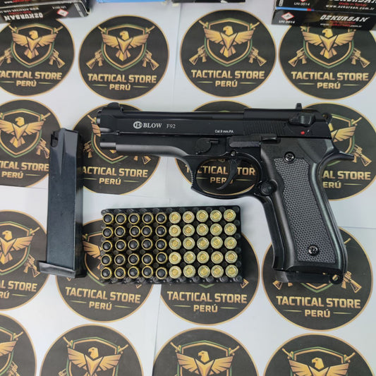 Pistola traumática Blow F92 9mm con cargador y munición - Tactical Store Perú