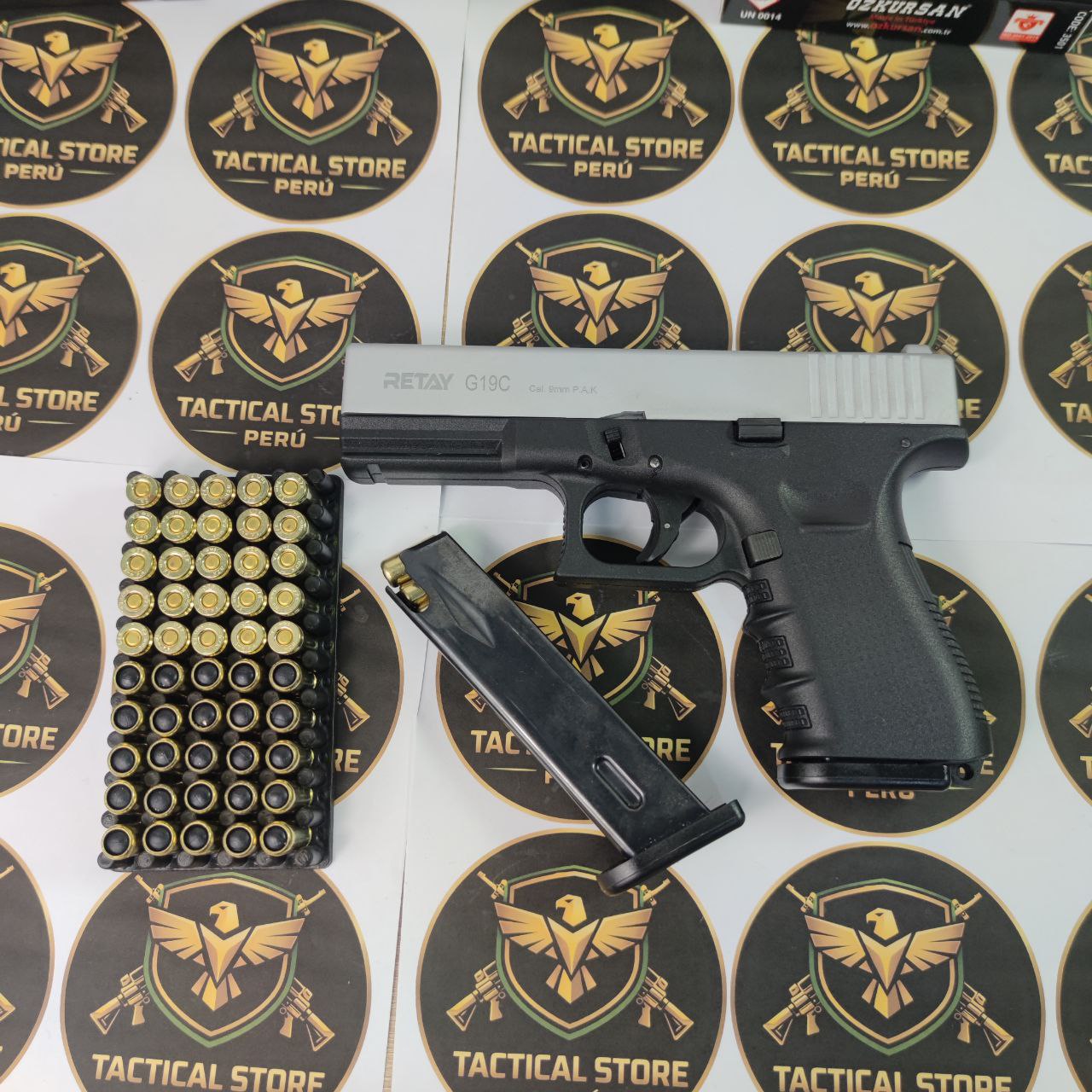 Pistola traumática Retay G19C 9mm bicolor con cargador y munición - Tactical Store Perú