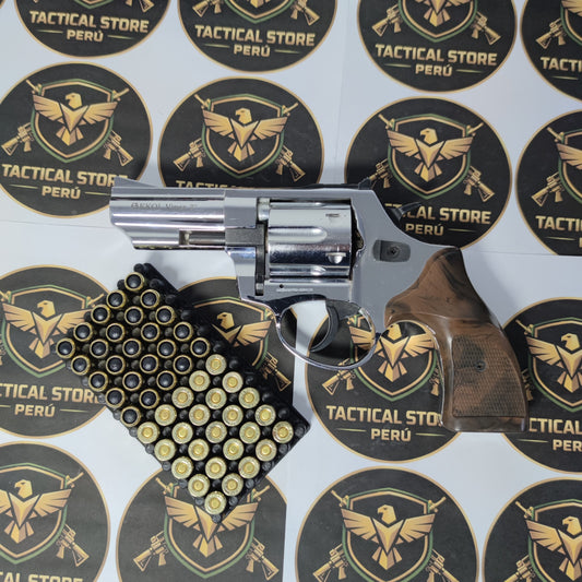 Revólver traumático Ekol Viper 3" 9mm cromado con cachas de madera - Tactical Store Perú